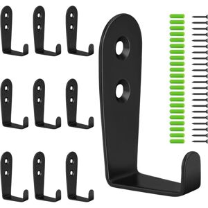 Linghhang - 10 Pcs 3mm Thick Vintage Wall Mounted Coat Hook, Retro Metal Coat Hook, l Shape Black Coat Hook with 20 Screws for Bedroom Bathroom