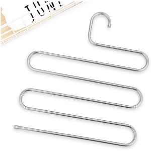 Linghhang - 14.17 x 13.38 inch, 2 Pack, Sliver) S-Type Stainless Steel Clothes Pants Hangers Closet Storage Organizer for Trousers Jeans Scarf Hanging