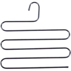 Linghhang - 14.17 x 14.17 inch, 2 Pack, Black) S-Type Stainless Steel Clothes Pants Hangers Closet Storage Organizer for Trousers Jeans Scarf Hanging