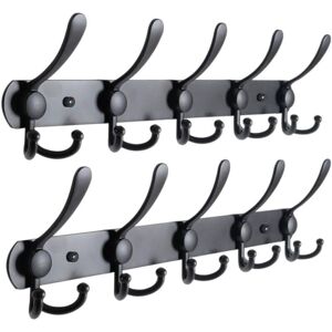 Linghhang - 15 Hooks, 2 Packs) Wall Mounted Coat Rack, Wall Mounted Coat Rack, Coat Hooks, Stainless Steel Wall Mounted Coat Rack, Coat Rack, Black