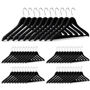 Set of 200 Relaxdays Wooden Clothes Hangers, Pants Rail, Skirts, Dresses, Jackets, 360° Swivel Hook, Black