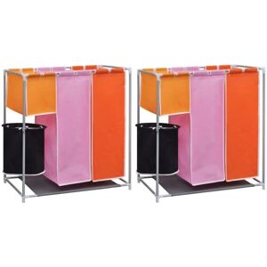 3-Section Laundry Sorter Hampers 2 pcs with a Washing Bin Vidaxl