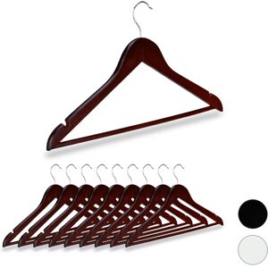 Relaxdays - Set of 40 Wooden Coat Hangers, Notches, Pants Rail, 360° Swivel Hooks, 44.5 cm Wide, Brown