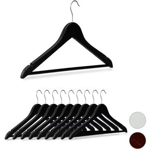Set of 50 Relaxdays Wooden Coat Hangers, Notches, Pants Rail, 360° Swivel Hooks, 44.5 cm Wide, Black