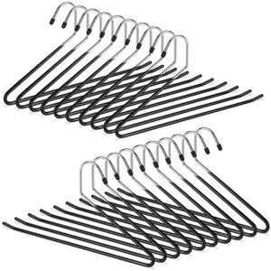 Clothes Hanger Set of 20, Non-slip, Garment Hangers, For Trousers, PVC-coated Metal, Multipack, 18 cm, Black - Relaxdays