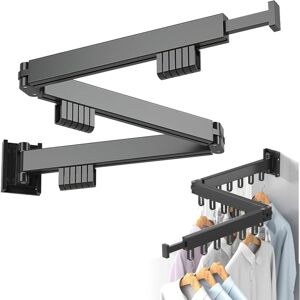 LINGHHANG Wall Mounted Clothes Rack, Wall Mounted Clothes Hanger Foldable Clothes Rack, 3 Tier Wall Mounted Clothes Hanger Drying Rack 120cm with 18 Hooks,