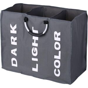 Longziming - 3 Compartment Laundry Hamper - Large Foldable Compartments - Dirty Clothes Storage Bag - With Alnium Handles
