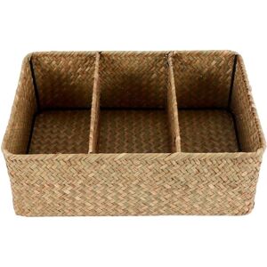 TLILY 3-Section Wicker Baskets for Shelves, Hand-Woven Seagrass Storage Toilet Paper Basket Large
