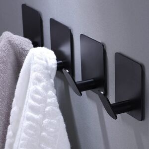 BEIJIYI 3M Adhesive Hooks, Bathroom Wall Hooks, Kitchen Towel Hooks, No Drilling Picture Hooks, Self-Adhesive Stainless Steel Hooks, Black