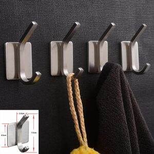 Alwaysh - 3M Bathroom Viscose Towel Hook, Brushed Stainless Steel Self Adhesive Wall Hook 4pcs