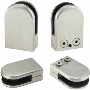 Cyslmuk - 4 Pack Glass Clamp Brackets 6-8mm Stainless Steel Glass Clamp Adjustable Glass Holders, Silver