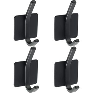 LINGHHANG 4 Pcs Adhesive Hooks SUS 304 Stainless Steel Wall Mounted Coat Hook Black Towel Holder for Bathroom or Kitchen