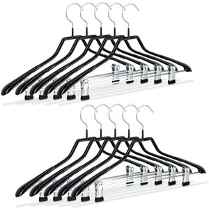 RELAXDAYS Set of 50 Clothes Hangers Set, Coat Hangers for Dresses, Rubbered Metal, Non-Slip, Compact, 42 cm, Black