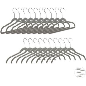 Set of 100 Relaxdays Velvet Clothes Hangers, Compact Storage, Non-Slip Velour Cover, 360° Swivel Hook, Suit, Pants, Grey