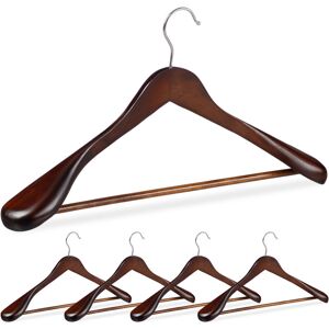 Set of 40 Relaxdays Suit Hangers, Wide Shoulders, 360° Swivel Hooks, Pants Rail, Wooden Coat Hangers, Brown