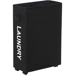 Linghhang - 44L Laundry Basket with Wheels Slim Folding Laundry Hamper Dirty Clothes Bag Narrow Laundry Bin with Wheels(Black)