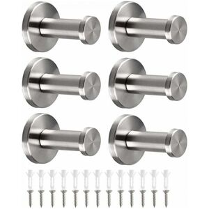 Cyslmuk - 6Pcs Stainless Steel Wall Mounted Coat Hooks Robe Hook Towel Hooks Bathroom Hooks for Robe, Towel, Bedroom, Kitchen