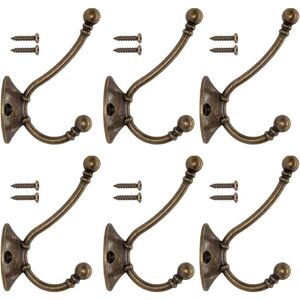 Linghhang - 6PCS Vintage Wall Mounted Coat Hook Metal Door Hat Hook Retro Coat Rack for Bathroom Kitchen Cast Iron Brass Bronze Design (Contains