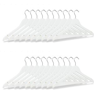 Set of 60 Relaxdays Wooden Coat Hanger Clothes Hangers for Trousers and Shirts, HxWxD: 23 x 44 x 1 cm, White