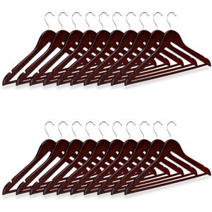 Set of 40 Relaxdays Wooden Coat Hanger Clothes Hangers for Trousers and Shirts, HxWxD: 23 x 44 x 1 cm, Brown