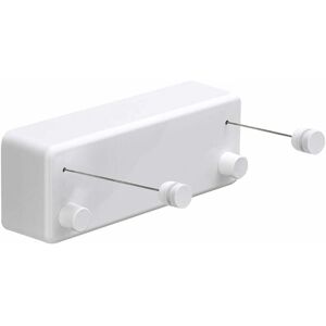 Cyslmuk - ABS+Aluminum Retractable Clothesline, Clothes Dryer with Two Adjustable Stainless Steel Cords, Wall Mounted, White