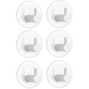 Linghhang - Adhesive Wall Hooks, 6 Pieces Stainless Steel Bathroom Wall Hooks, Adhesive Towel Holder Wall Hooks (White)