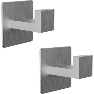 Alwaysh - 2 Pieces Self-Adhesive Wall Hook 304 Stainless Steel Kitchen Dishcloth Hanger Self-Adhesive No Drilling Coat Hooks (Brushed Silver)