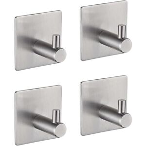 Alwaysh - 4 Pieces 3M Adhesive Hook, Bathroom Wall Adhesive Hook, Kitchen Towel Hanger, Picture Hanger Without Drilling, Stainless Steel Adhesive