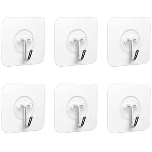 Alwaysh - Adhesive Hook - 6 Pieces Transparent Self Adhesive Adhesive Hooks 5 kg (max), For Hanging Bathroom, Kitchen, Ceiling, Hanging, Wall, Door,
