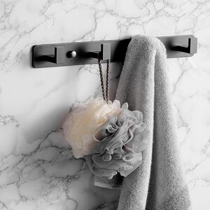 Alwaysh - Wall Coat Rack, Stainless Steel Wall Hook, Bathrobe Towel Rack for Hanging Coats Scarves, (Black, 4 Hooks)
