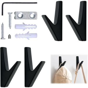Alwaysh - Coat Hook, 4 Pieces Wall Hooks Black, Retro Coat Hook Wall Mounted, Double Towel Hook, Metal Door Hook for Hallway, Bedroom, Kitchen,