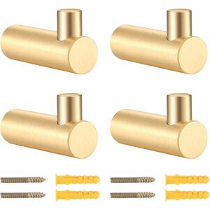 Alwaysh - Pieces Brass Wall Mounted Coat Hooks, Gold Clothes Rack, Coat Rack for Hanging Scarf Hat Storage Bag Towel Hangers Bathroom, with Screws