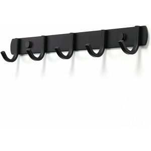 Shining House - AlwaysH Wall Mounted Coat Rack, Stainless Steel Designer Coat Hooks, Solid Bathroom Coat Hooks for Bedroom Office Black (5 Hook)