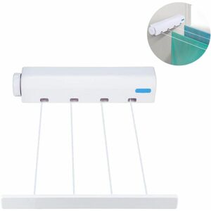 Shining House - AlwaysH Automatic Spring Retractable Four/Five Wire Clothesline Towel Dryer Rack with Punch Dryer Hooks