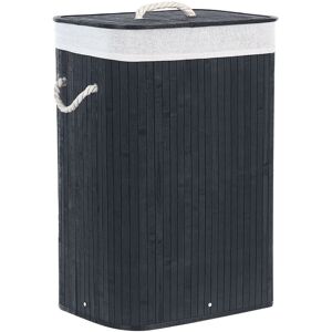 Beliani - Bamboo Storage Laundry Basket Bin Removable Lid Black Komari