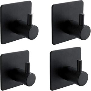 TIGREZY AlwaysH 4 Pieces 3M Adhesive Hook, Bathroom Wall, Kitchen Towel Hanger, Picture Hanger Without Drilling, Stainless Steel Self-Adhesive Hook, Black