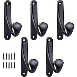 Linghhang - Black - 5 Pcs 86x47mm, Screw-in Wall Coat Hook, Minimalist Heavy Duty Zinc Alloy Wall Hook Coat Hook for Door Entryway Bedroom Bathroom