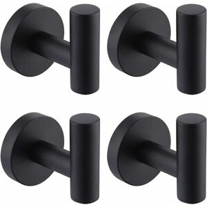 HOOPZI Black Towel Hook For Shower Kitchen Robe Coat Hooks Wall Mounted Towel Rack 304 Stainless Steel Matte Black 4 Pack