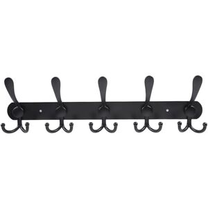Linghhang - Black) Wall Mounted Coat Rack - 5 Assorted Hooks, Heavy Duty Stainless Steel Metal Coat Hook for Clothes, Towels, Purses, Robes, Bathroom