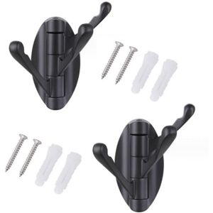 Linghhang - Black)2 Pack Stainless Steel Swivel Wall Mounted Coat Rack with 3 Folding Arms, 180° Rotating Hanging Hanger/Coat/Towel Rack