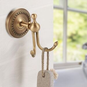 Cyslmuk - Brass Towel Hooks, Antique Wardrobe Hooks, Wall Mounted Double Coat Hooks