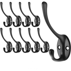 Ccykxa - 10 Pieces Wall Hooks Black, Vintage Wall Coat Hooks Gooseneck Hooks Double Wall Hooks with 40 Screws, for Door Bathroom Kitchen