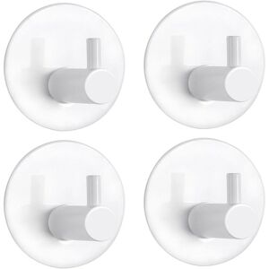 Ccykxa - Adhesive Wall Hooks, 4 Pieces Stainless Steel Bathroom Wall Hooks, Adhesive Towel Holder Wall Hooks (White)