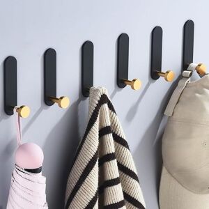 Ccykxa - Adhesive Wall Hooks No Drilling Required, Bathroom Coat Hooks Wall Mounted Adhesive Hooks, Kitchen Towel Holder, 6 Pcs Black Gold