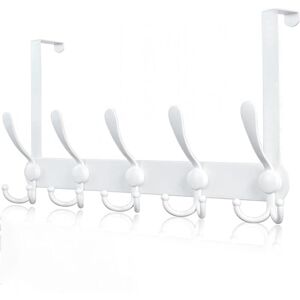 CCYKXA Over the Door Coat Rack, Over the Door Hook for 4.5cm Thick Frame, Over the Door Hanging Hook for Bathroom Glass Door (White, 15 Hooks)