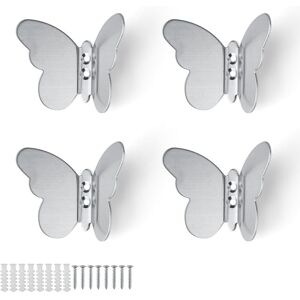 Ccykxa - Wall Hook Silver, 4 Pieces Modern Wall Hook, Creative Butterfly Coat Hooks, Metal Hook for Decoration and Storage