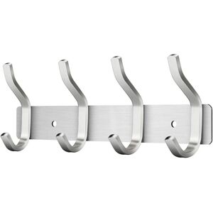 CCYKXA Wall Mounted Coat Rack with 4 Hooks, Coat Hooks Stainless Steel Wall Mounted Towel Hook (Silver, 4 Hooks)