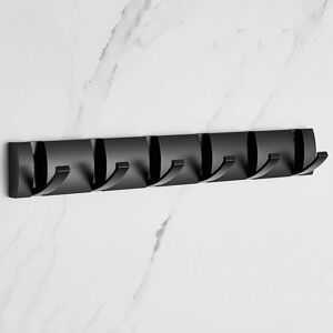 Ccykxa - Wall Mounted Coat Rack with 6 Hooks, Modern Black Folding Bathroom Coat Rack, Space Saving Towel Rack for Hanging Coats, Hats, Scarves