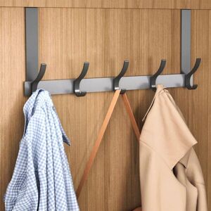 Csparkv - Coat Rack for Door, Practical Black Door Hook Coat Rack Hanging with 5 Hooks, Wall Mounted Coat Rack No Drilling for Bedroom Kitchen