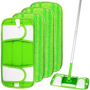 Csparkv - 4 Packs Reusable Mop Pads for Swiffer Sweeper, Reusable Microfiber Mop Pads for Cleaning and Scrubbing Dry or Wet Floors, Wood, Tile and